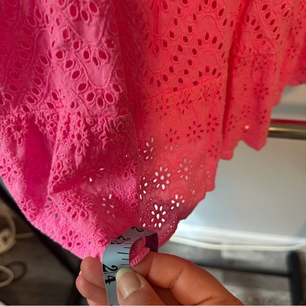 Vineyard Vines Woman's Pink Eyelet Top Tiered Coquette Girl Beach Feminine Sz XS